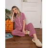 image:imageEkouaer Womens Pajamas Set Button Down Loungewear Short Sleeve Pants PjsDusty Rose