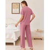 image:imageEkouaer Womens Pajamas Set Button Down Loungewear Short Sleeve Pants PjsDusty Rose