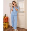 image:imageEkouaer Womens Pajamas Set Button Down Loungewear Short Sleeve Pants PjsLight Blue