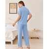 image:imageEkouaer Womens Pajamas Set Button Down Loungewear Short Sleeve Pants PjsLight Blue