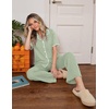 image:imageEkouaer Womens Pajamas Set Button Down Loungewear Short Sleeve Pants PjsLight Green