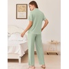 image:imageEkouaer Womens Pajamas Set Button Down Loungewear Short Sleeve Pants PjsLight Green