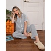 image:imageEkouaer Womens Pajamas Set Button Down Loungewear Short Sleeve Pants PjsLight Grey
