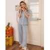 image:imageEkouaer Womens Pajamas Set Button Down Loungewear Short Sleeve Pants PjsLight Grey