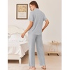 image:imageEkouaer Womens Pajamas Set Button Down Loungewear Short Sleeve Pants PjsLight Grey
