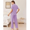 image:imageEkouaer Womens Pajamas Set Button Down Loungewear Short Sleeve Pants PjsLilac