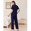 image:imageEkouaer Womens Pajamas Set Button Down Loungewear Short Sleeve Pants PjsNavy Blue