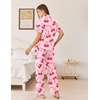 image:imageEkouaer Womens Pajamas Set Button Down Loungewear Short Sleeve Pants PjsPink Bow