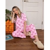image:imageEkouaer Womens Pajamas Set Button Down Loungewear Short Sleeve Pants PjsPink Bow Knot