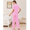 image:imageEkouaer Womens Pajamas Set Button Down Loungewear Short Sleeve Pants PjsPink Bow Knot