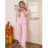 image:imageEkouaer Womens Pajamas Set Button Down Loungewear Short Sleeve Pants PjsPink Stripe Heart
