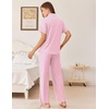 image:imageEkouaer Womens Pajamas Set Button Down Loungewear Short Sleeve Pants PjsPink Stripe Heart