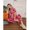 image:imageEkouaer Womens Pajamas Set Button Down Loungewear Short Sleeve Pants PjsRed Flowers