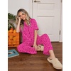 image:imageEkouaer Womens Pajamas Set Button Down Loungewear Short Sleeve Pants PjsRose Leopard