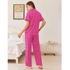 image:imageEkouaer Womens Pajamas Set Button Down Loungewear Short Sleeve Pants PjsRose Leopard