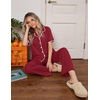 image:imageEkouaer Womens Pajamas Set Button Down Loungewear Short Sleeve Pants PjsWine Red