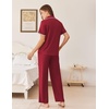 image:imageEkouaer Womens Pajamas Set Button Down Loungewear Short Sleeve Pants PjsWine Red