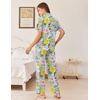 image:imageEkouaer Womens Pajamas Set Button Down Loungewear Short Sleeve Pants PjsYellow Chrysanthemum