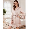 image:imageEkouaer Womens Satin Robe Short Ruffle Hem Silky Kimono Brides BathrobesChampagne