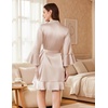 image:imageEkouaer Womens Satin Robe Short Ruffle Hem Silky Kimono Brides BathrobesChampagne