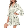 image:imageEkouaer Womens Satin Robe Short Ruffle Hem Silky Kimono Brides BathrobesInk Flowers