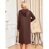 image:imageEkouaer Zipper Robe for Women Long Bath Robe Soft Housecoat Hooded BathrobeBrown