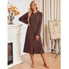 image:imageEkouaer Zipper Robe for Women Long Bath Robe Soft Housecoat Hooded BathrobeBrown