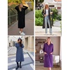 image:imageEkouaer Zipper Robe for Women Long Bath Robe Soft Housecoat Hooded BathrobeDark Blue