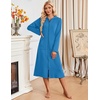 image:imageEkouaer Zipper Robe for Women Long Bath Robe Soft Housecoat Hooded BathrobeDark Blue