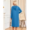 image:imageEkouaer Zipper Robe for Women Long Bath Robe Soft Housecoat Hooded BathrobeDark Blue
