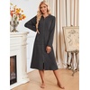 image:imageEkouaer Zipper Robe for Women Long Bath Robe Soft Housecoat Hooded BathrobeDark Gray