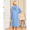 image:imageEkouaer Zipper Robe for Women Long Bath Robe Soft Housecoat Hooded BathrobeLight Blue