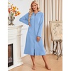 image:imageEkouaer Zipper Robe for Women Long Bath Robe Soft Housecoat Hooded BathrobeLight Blue