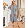 image:imageEkouaer Zipper Robe for Women Long Bath Robe Soft Housecoat Hooded BathrobeLight Gray