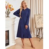 image:imageEkouaer Zipper Robe for Women Long Bath Robe Soft Housecoat Hooded BathrobeNavy Blue