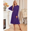 image:imageEkouaer Zipper Robe for Women Long Bath Robe Soft Housecoat Hooded BathrobePurple