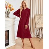image:imageEkouaer Zipper Robe for Women Long Bath Robe Soft Housecoat Hooded BathrobeWine Red