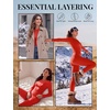 image:imageThermal Underwear for Women Fleece Linen Long John Sets Warm Base LayerRed