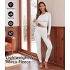 image:imageThermal Underwear for Women Fleece Linen Long John Sets Warm Base LayerWhite