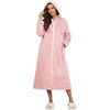 image:imageEkouaer Fleece Robes for Women Zipper Long Bathrobe Plush Hooded HousecoatPink Jacquard
