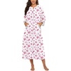 image:imageEkouaer Robes for Women Velour Zipper Robe 34 Sleeve Housecoat with PocketBig Pink Flower