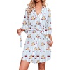 image:imageEkouaer Robes for Women Waffle Knit Bathrobe Soft Lightweight LoungewearBlue Stripe Teddy Bear