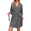 image:imageEkouaer Robes for Women Waffle Knit Bathrobe Soft Lightweight LoungewearDark Grey
