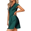 image:imageEkouaer Satin Nightgowns for Women Lace Nightgown Short Sleeve NightshirtBlue Green