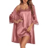 image:imageEkouaer Sleepwear Womens Satin Nightgown with Robes Set 2 PiecePurplish Red