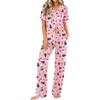 image:imageEkouaer Womens Pajamas Set Button Down Loungewear Short Sleeve Pants PjsChristmas Pink Collection