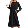 image:imageEkouaer Zipper Robe for Women Long Bath Robe Soft Housecoat Hooded BathrobeBlack