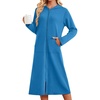 image:imageEkouaer Zipper Robe for Women Long Bath Robe Soft Housecoat Hooded BathrobeDark Blue