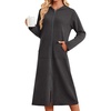 image:imageEkouaer Zipper Robe for Women Long Bath Robe Soft Housecoat Hooded BathrobeDark Gray