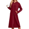 image:imageEkouaer Zipper Robe for Women Long Bath Robe Soft Housecoat Hooded BathrobeWine Red